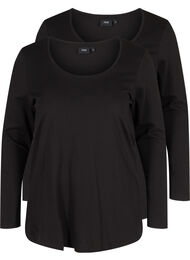 Set van 2 basic top met lange mouwen , Black