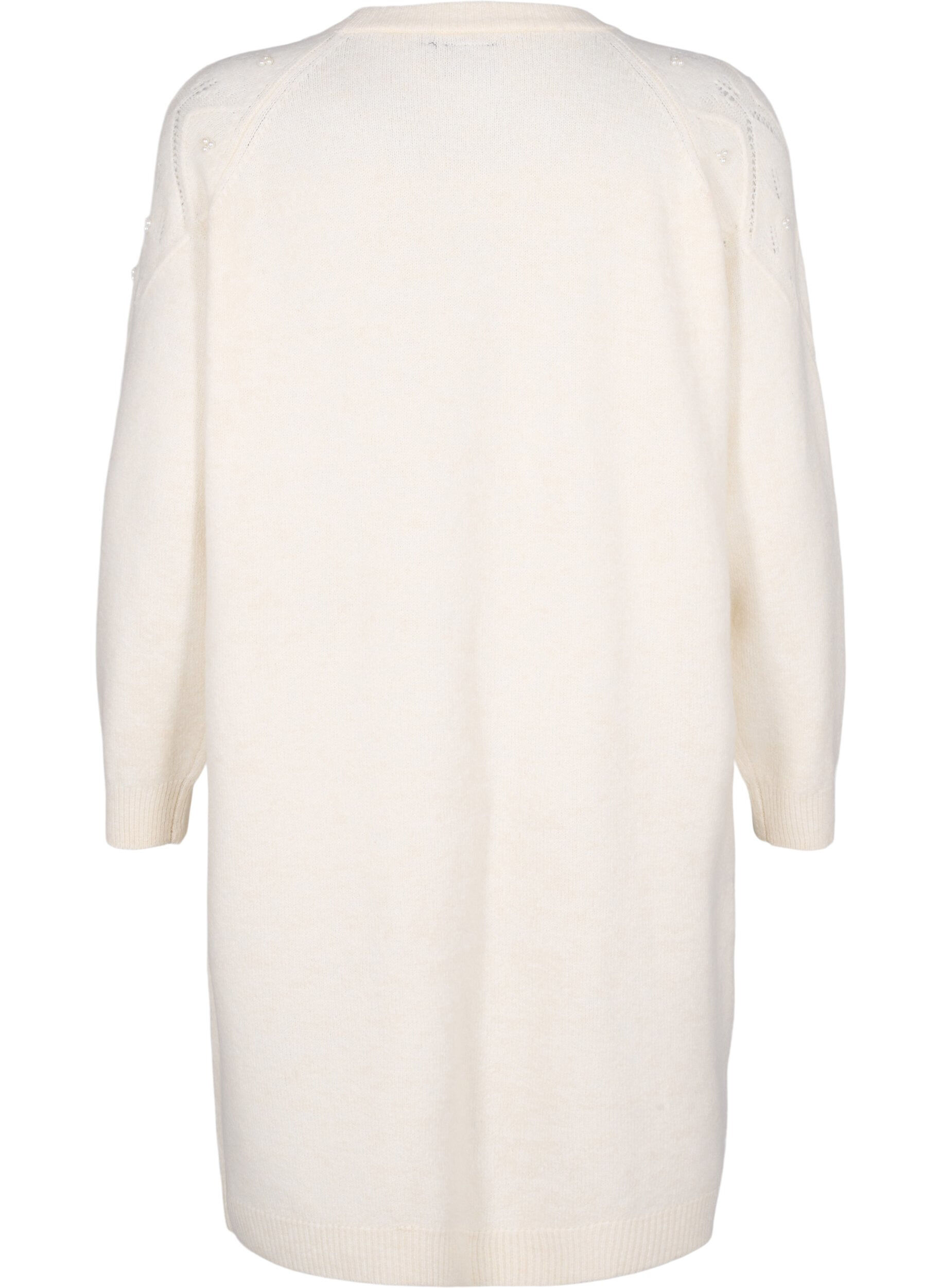 Zizzi Gebreide jurk met patroon en kralen, Birch Mel., Packshot image number 1