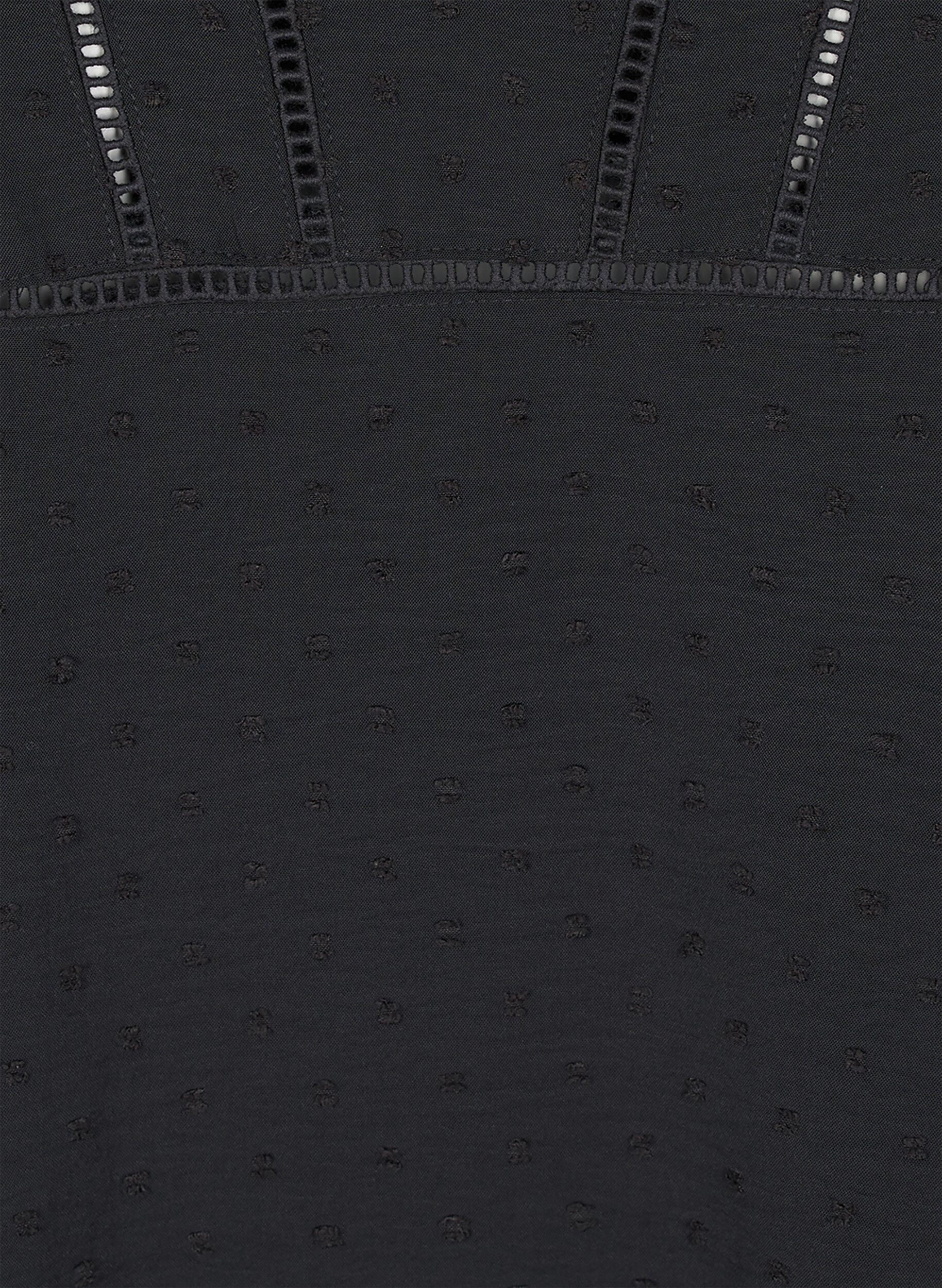 Zizzi Blouse met korte pofmouwen en gestippelde textuur, Black, Packshot image number 2