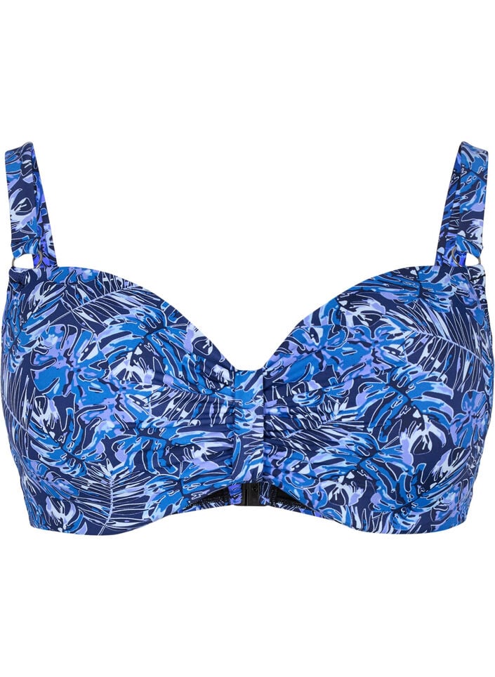 Bikinitop met beugel en patroon, Blauw, Packshot image number 0