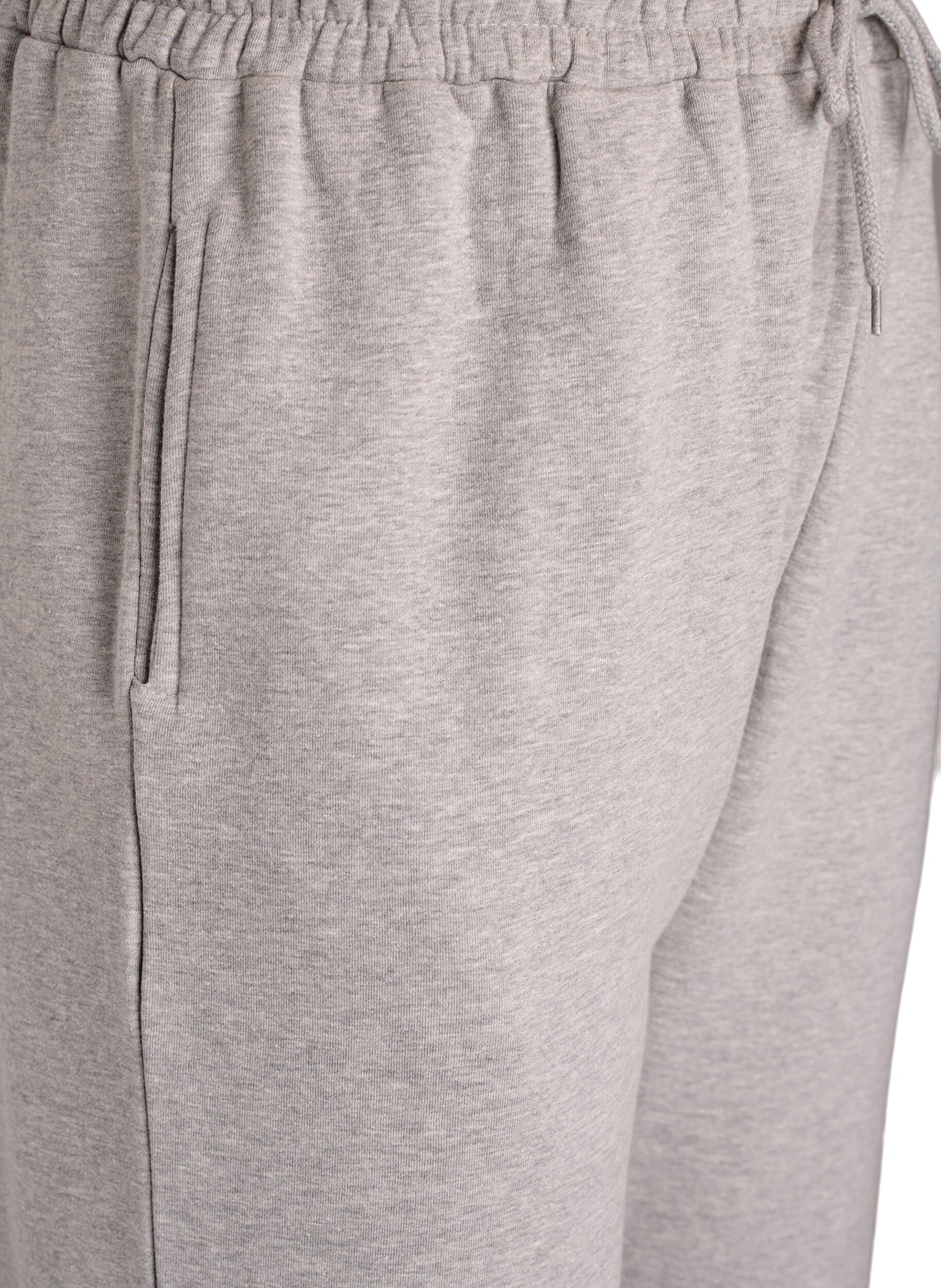 Zizzi Joggingbroek met hoge taille en geborstelde binnenkant, Grijs, Packshot image number 2