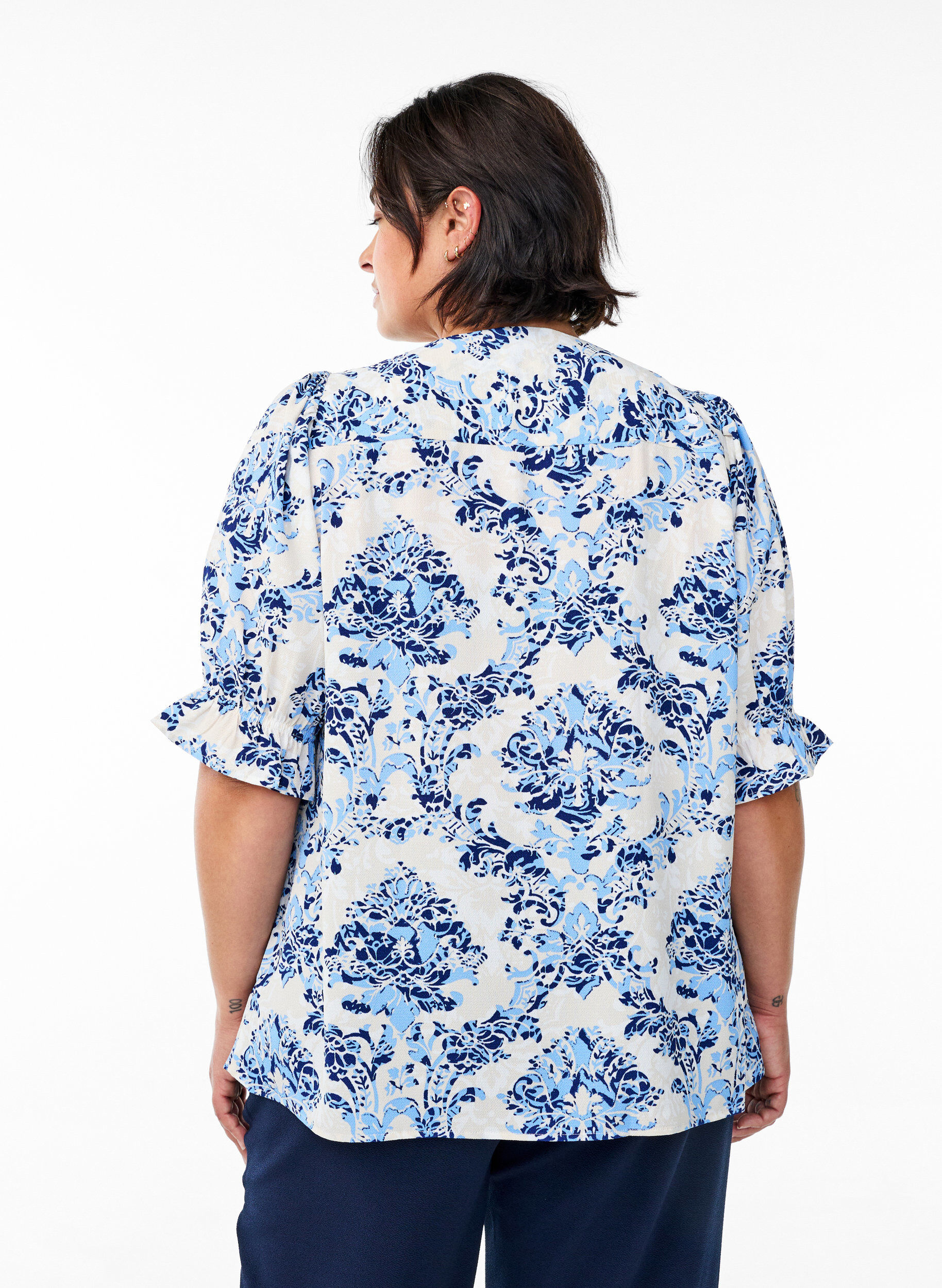 Zizzi Shirtblouse met 1/2 mouwen, Beige, Model image number 2