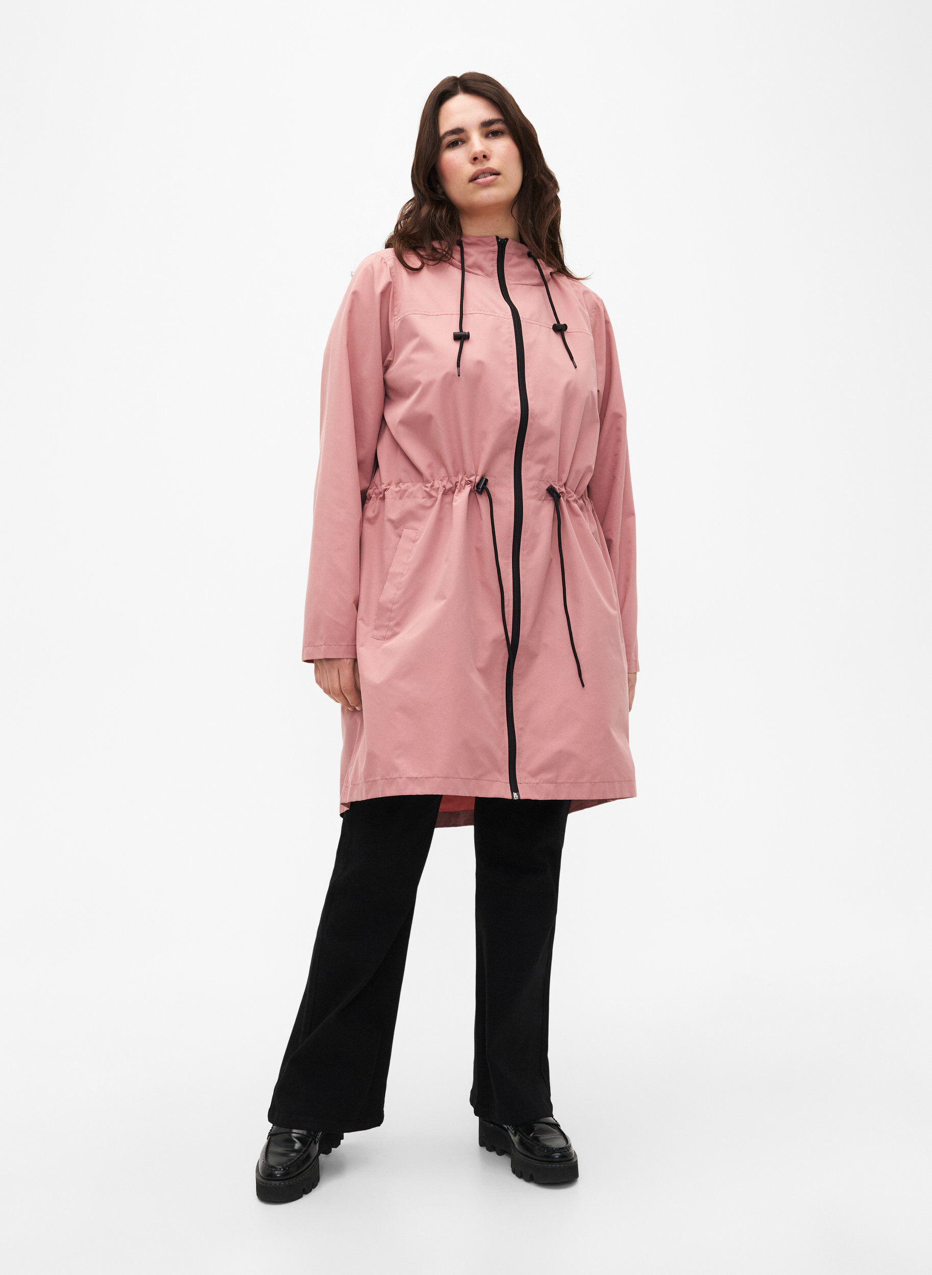 Zizzi FLASH - Waterafstotende parka met capuchon, Ash Rose, Model image number 3