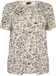 T-shirt met bloemenprint, Vanille