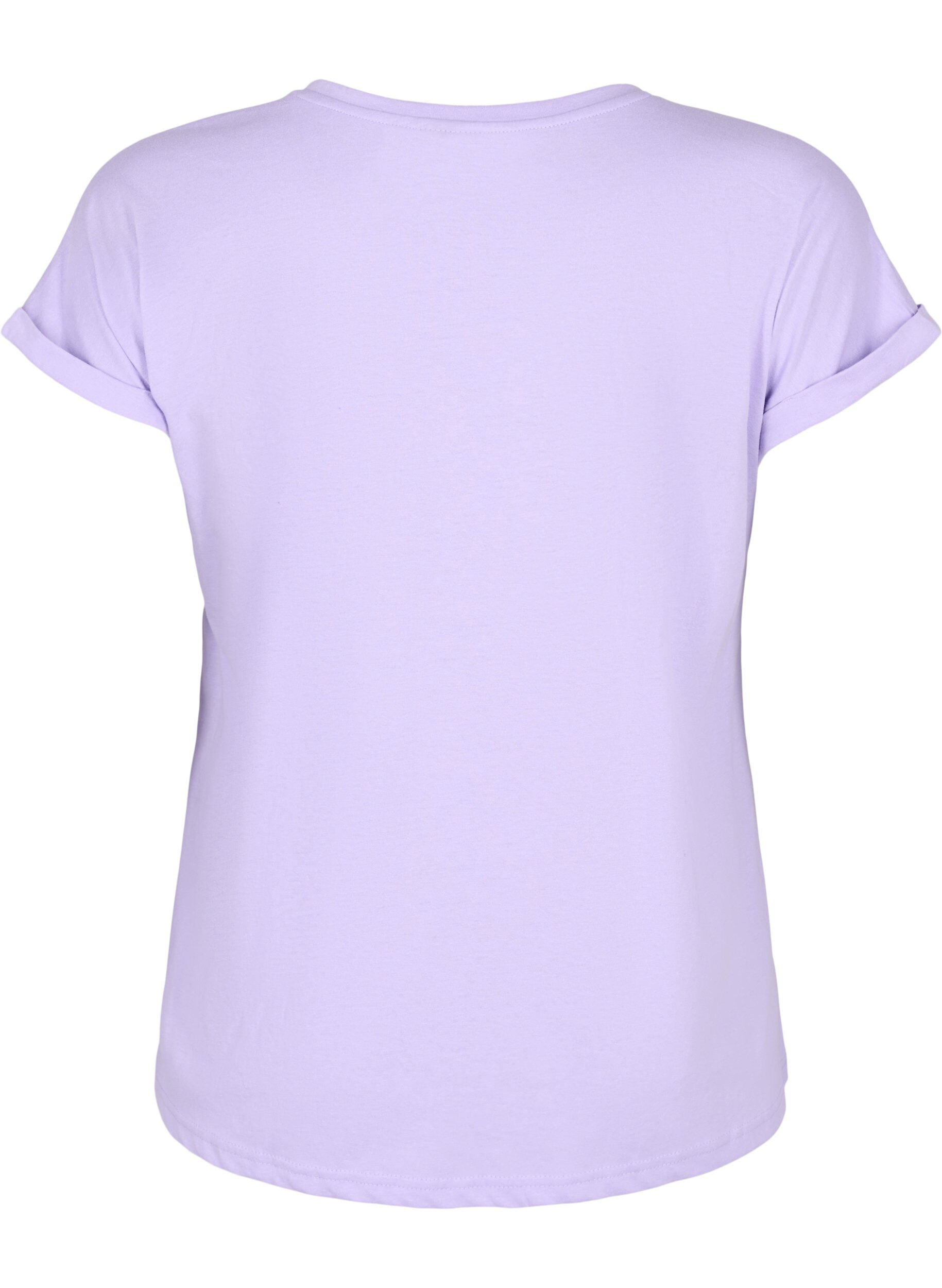 ZizziT-shirt met korte mouwen van katoenmix, Paars, Packshot image number 1