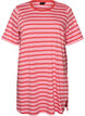 Lang oversized gestreept T-shirt in biologische katoen, Roze, Packshot image number 0