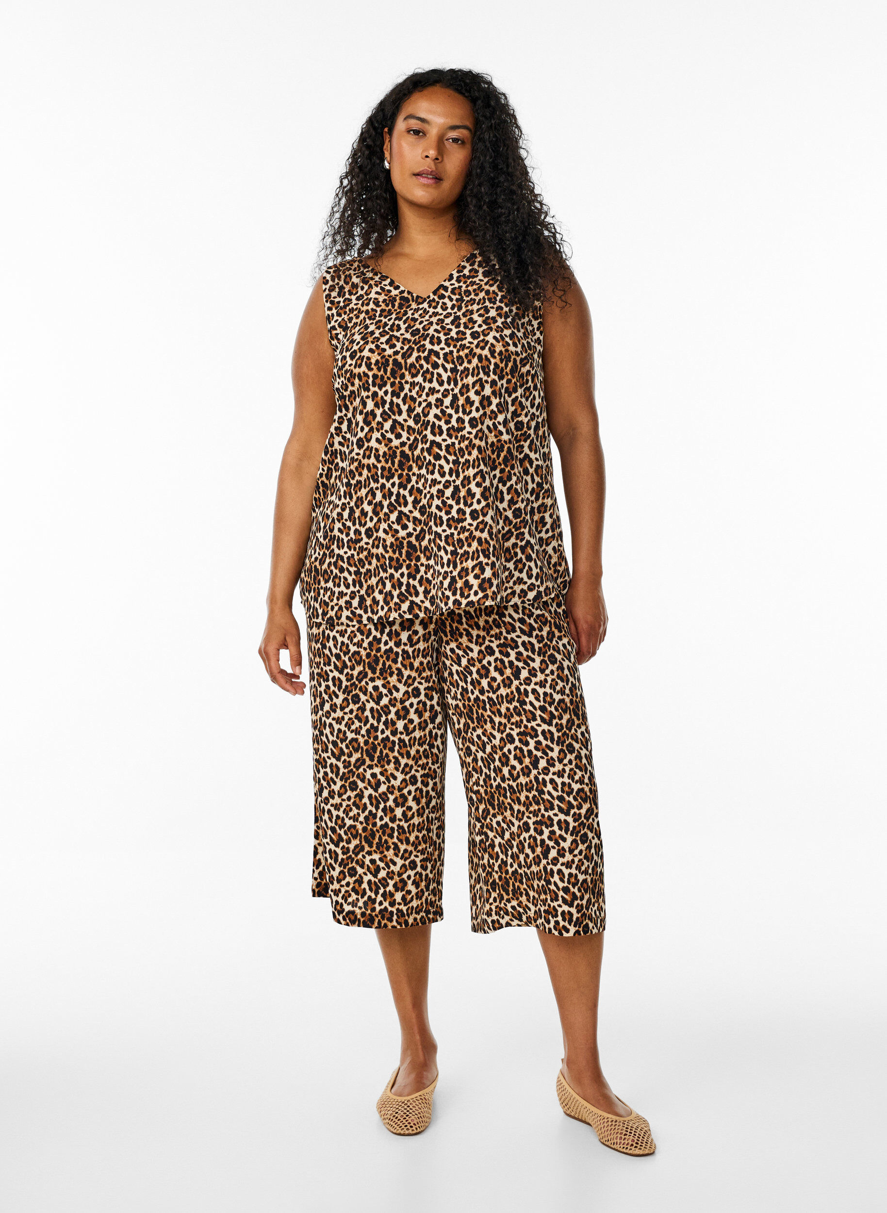 Culotte broek met print, Bruin, Model