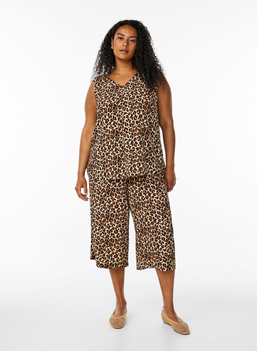 Culotte broek met print, Bruin, Model image number 0