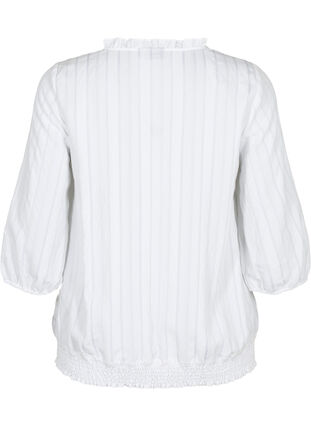 3/4 mouw viscose blouse met smock, Bright White, Packshot image number 1