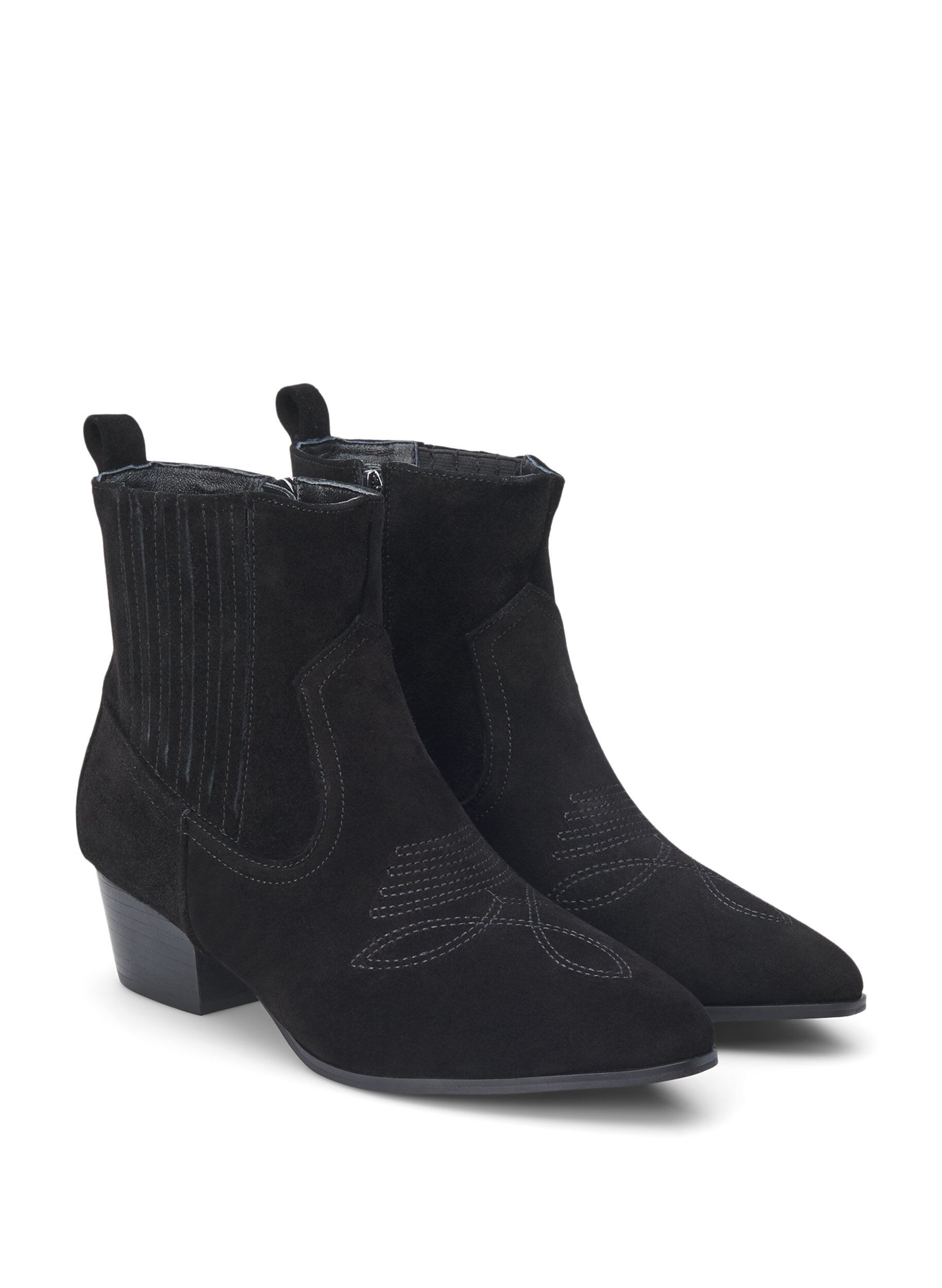 Zizzi Wide fit - Su&egrave;de enkelboot, Black, Packshot image number 1