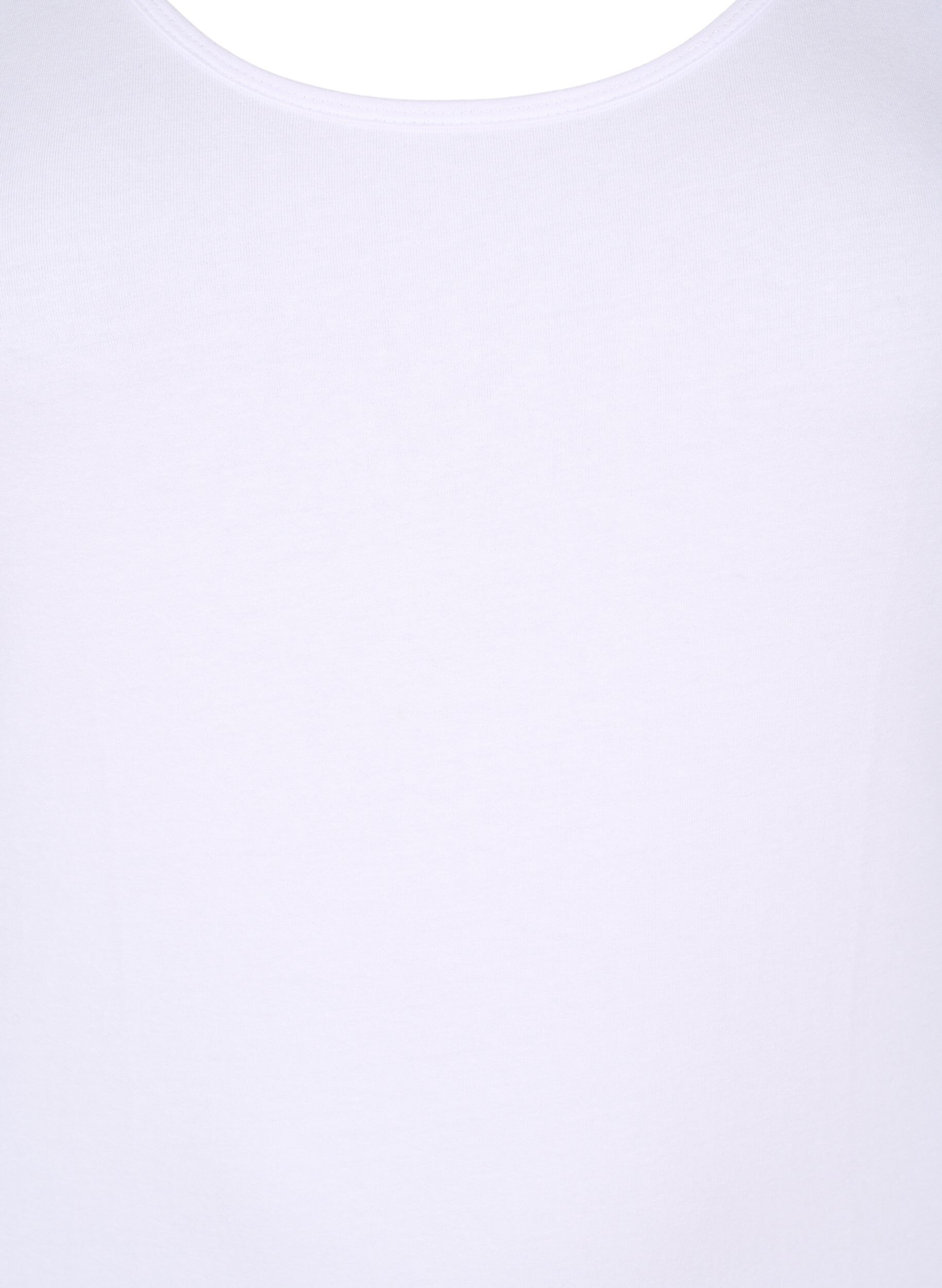 Zizzi Effen gekleurd basic top in katoen, Wit, Packshot image number 2