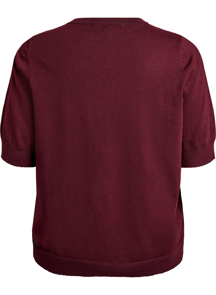 FLASH - Fijngebreide blouse met korte mouwen, Rood, Packshot image number 1