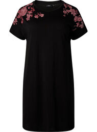 Katoenen nachthemd met bloemenprint, Black