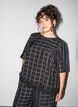 Blouse met ruitjes, kanten afwerking en ellebooglange mouwen, Zwart, Model image number 0