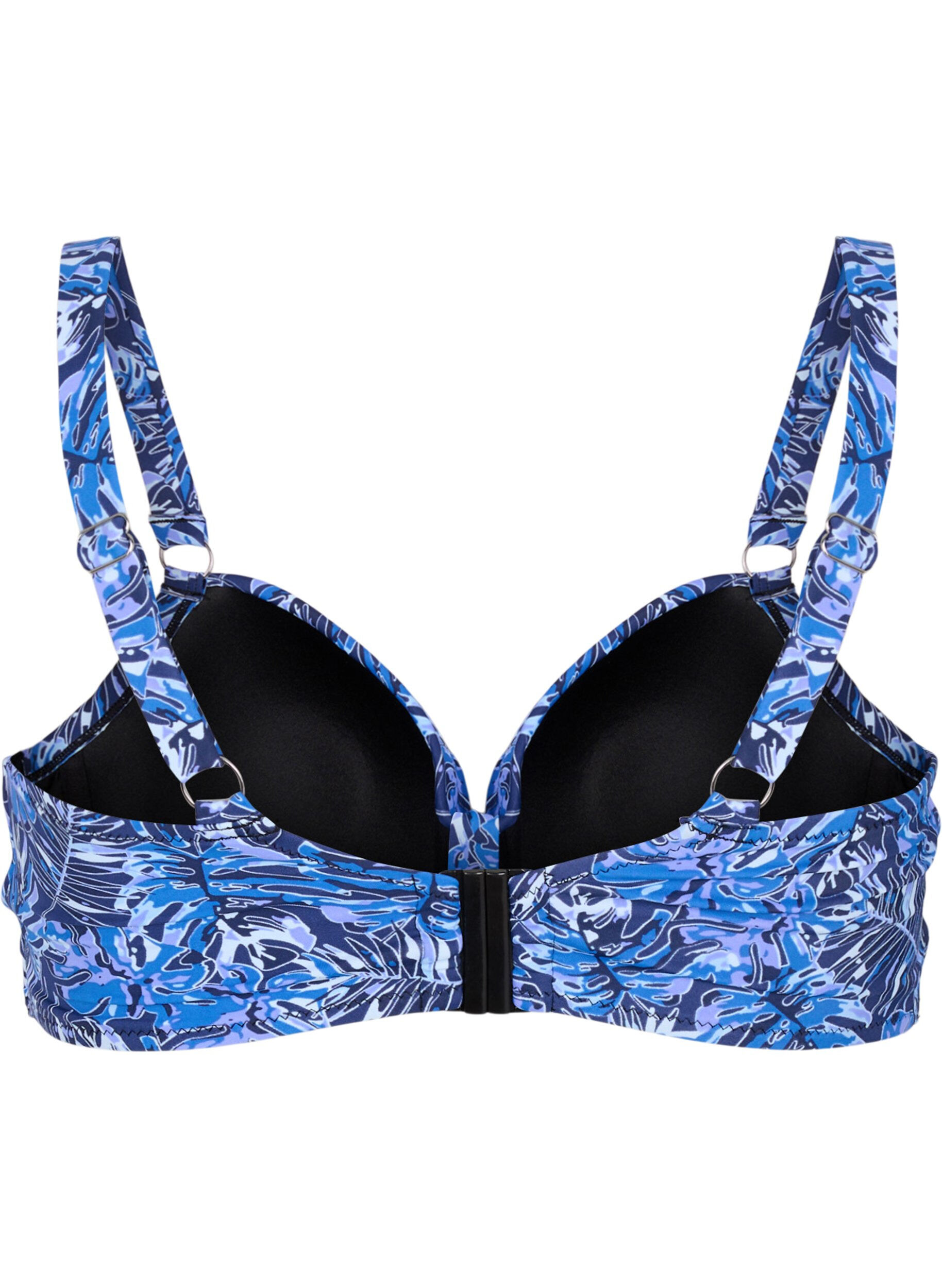 Zizzi Bikinitop met beugel en patroon, Blauw, Packshot image number 1
