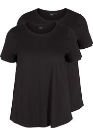 Set van 2 katoenen t-shirts met korte mouwen, Black/Black
