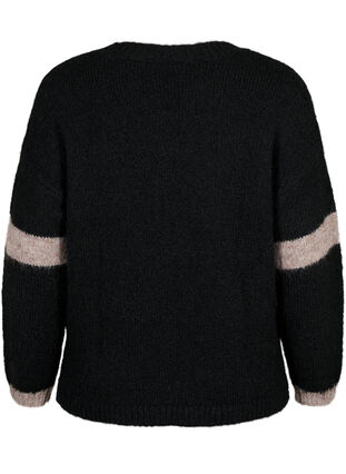 Gebreide trui met gestreept detail, Black Comb, Packshot image number 1