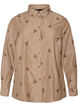 Gestreept shirt met geborduurde bloemen, Bruin, Packshot image number 0