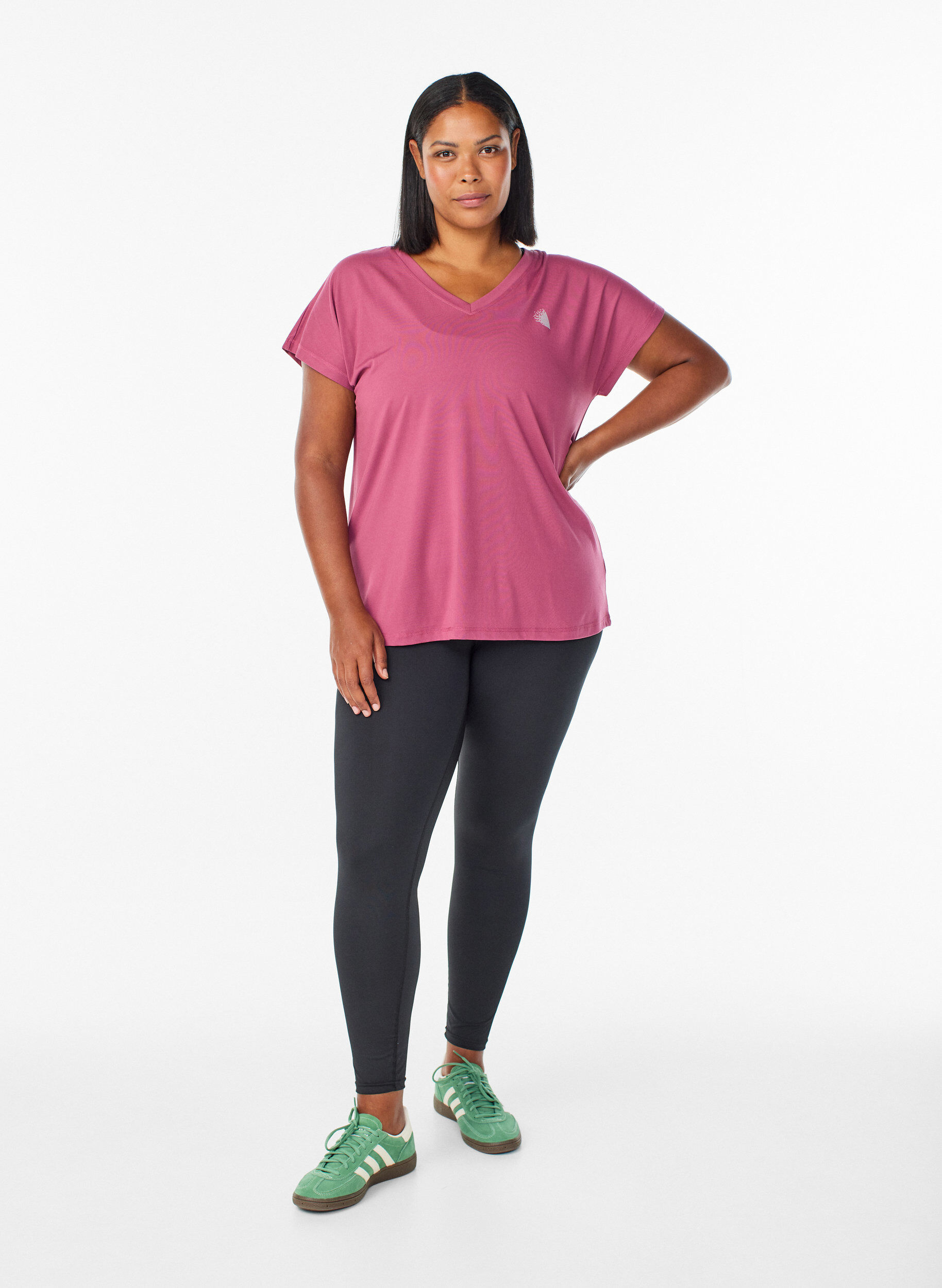 ZizziLosvallend sport T-shirt met V-hals, Rood, Model image number 1