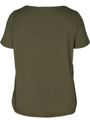 T-shirt met korte mouwen, ronde hals en kanten rand, Ivy Green, Packshot image number 1