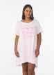Nachtjapon met korte mouwen van biologisch katoen, Roze, Model image number 0