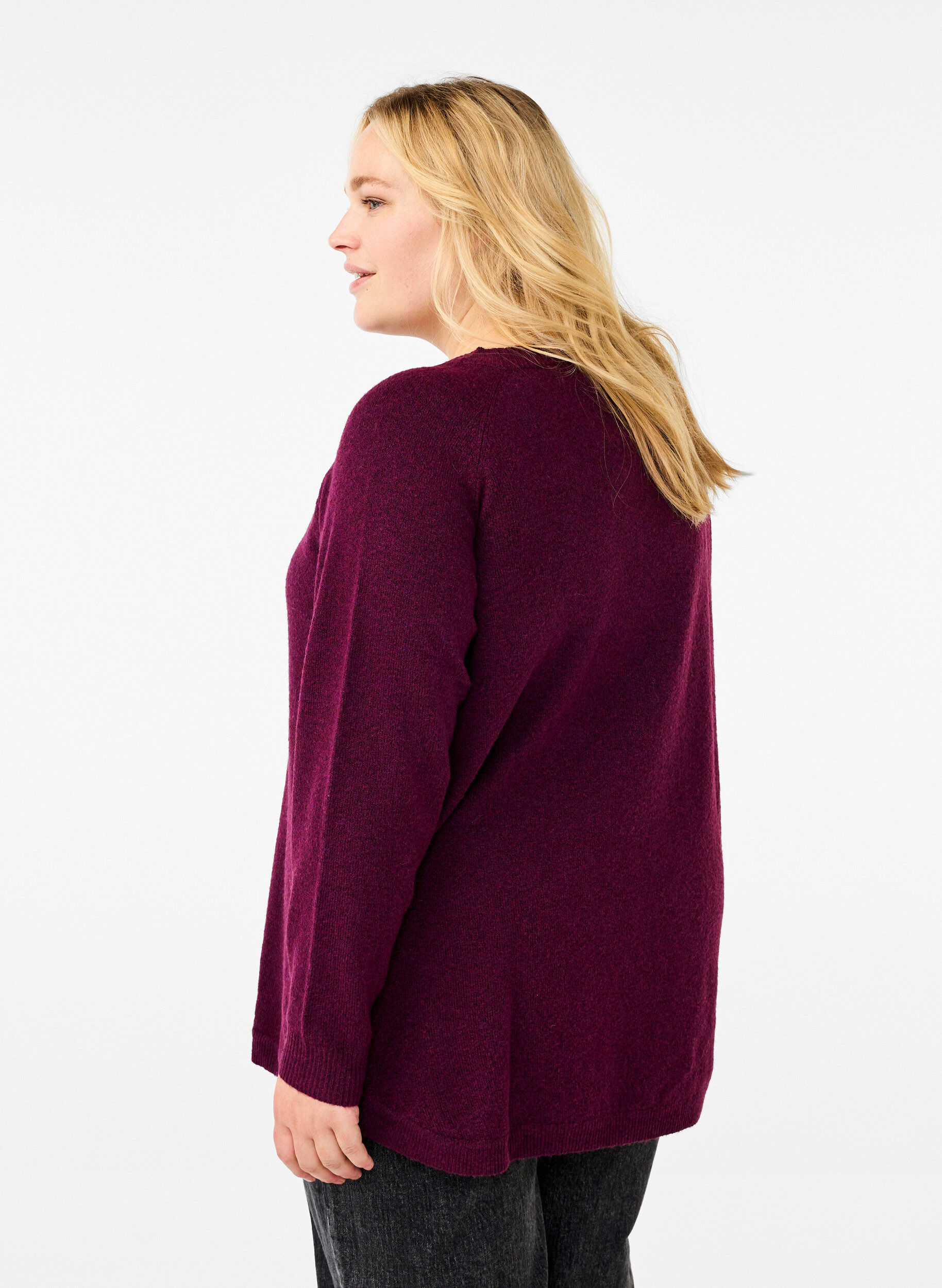 Zizzi Gebreide blouse met kralen, Potent P. Black Mel., Model image number 1