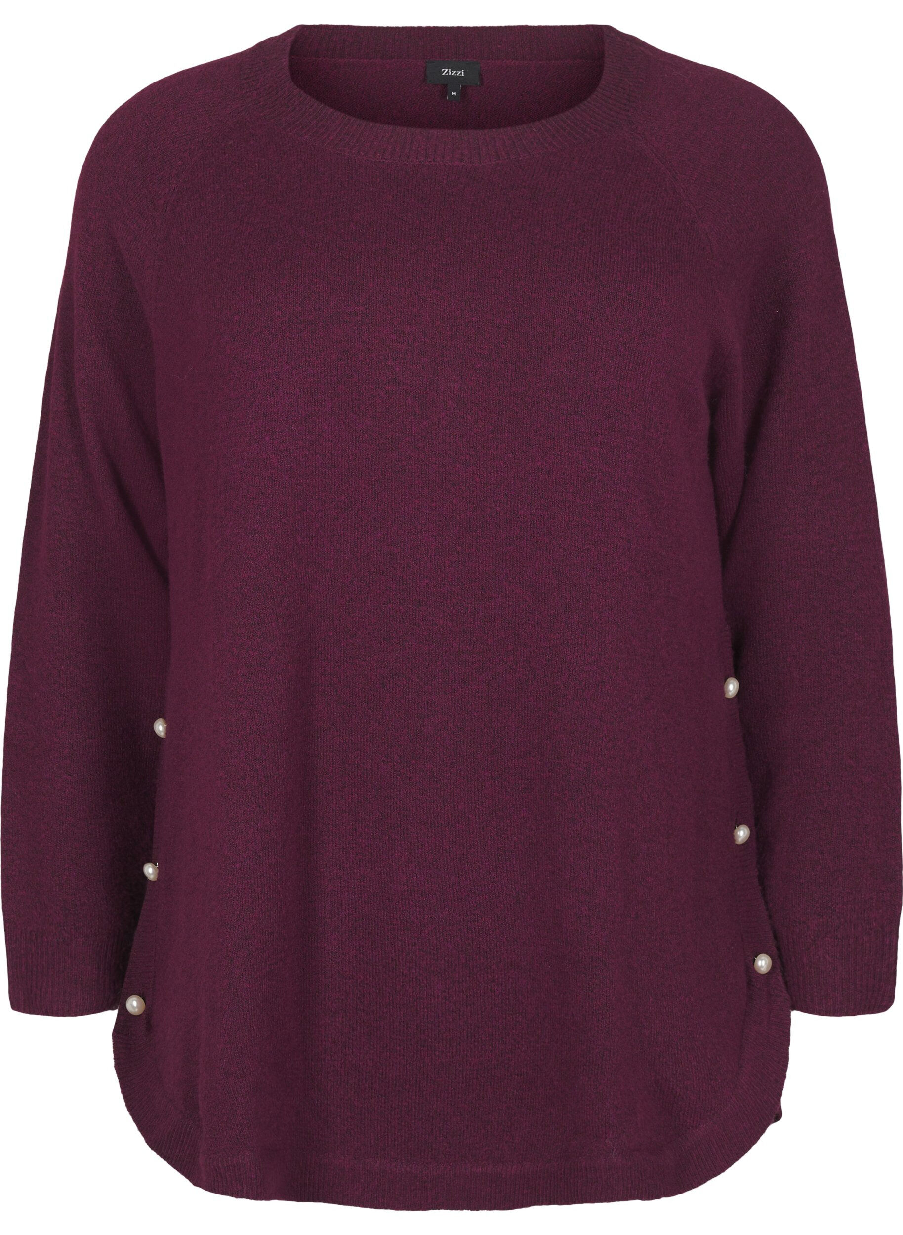 Zizzi Gebreide blouse met kralen, Potent P. Black Mel., Packshot image number 0