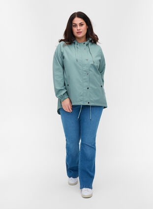 Parka jas met capuchon en steekzakken, Chinois Green, Model image number 2