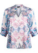 Blouse met satijn-look en paisleyprint met 3/4 mouwen, Blauw, Packshot image number 0