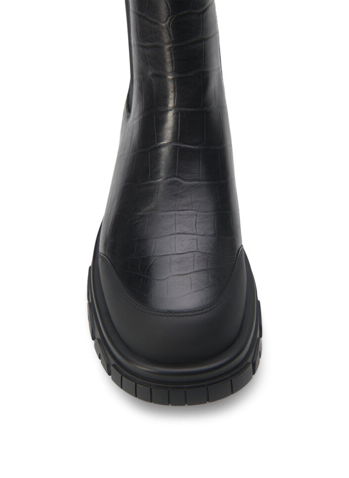 Wide fit - Croco Chelsea laars van leer, Black, Packshot image number 3