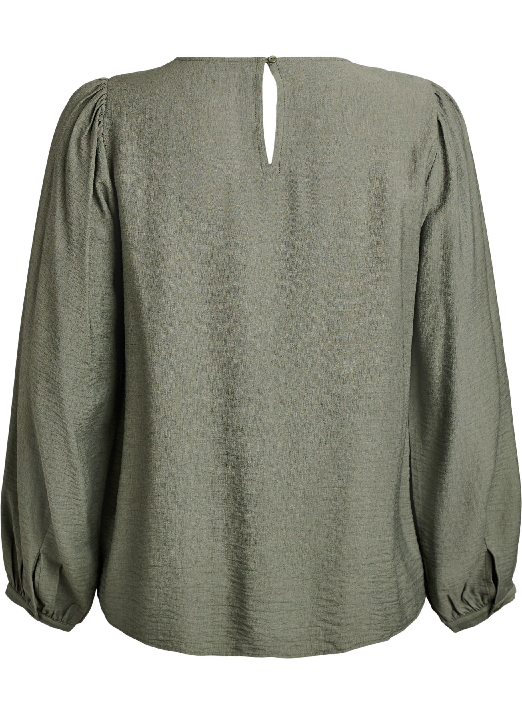 Zizzi Viscose blouse met lange mouwen, Groen, Packshot image number 1