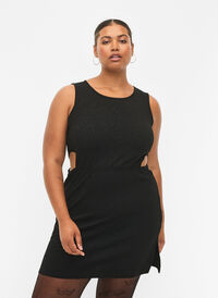 Mouwloze jurk met uitsnijding, Black, Model