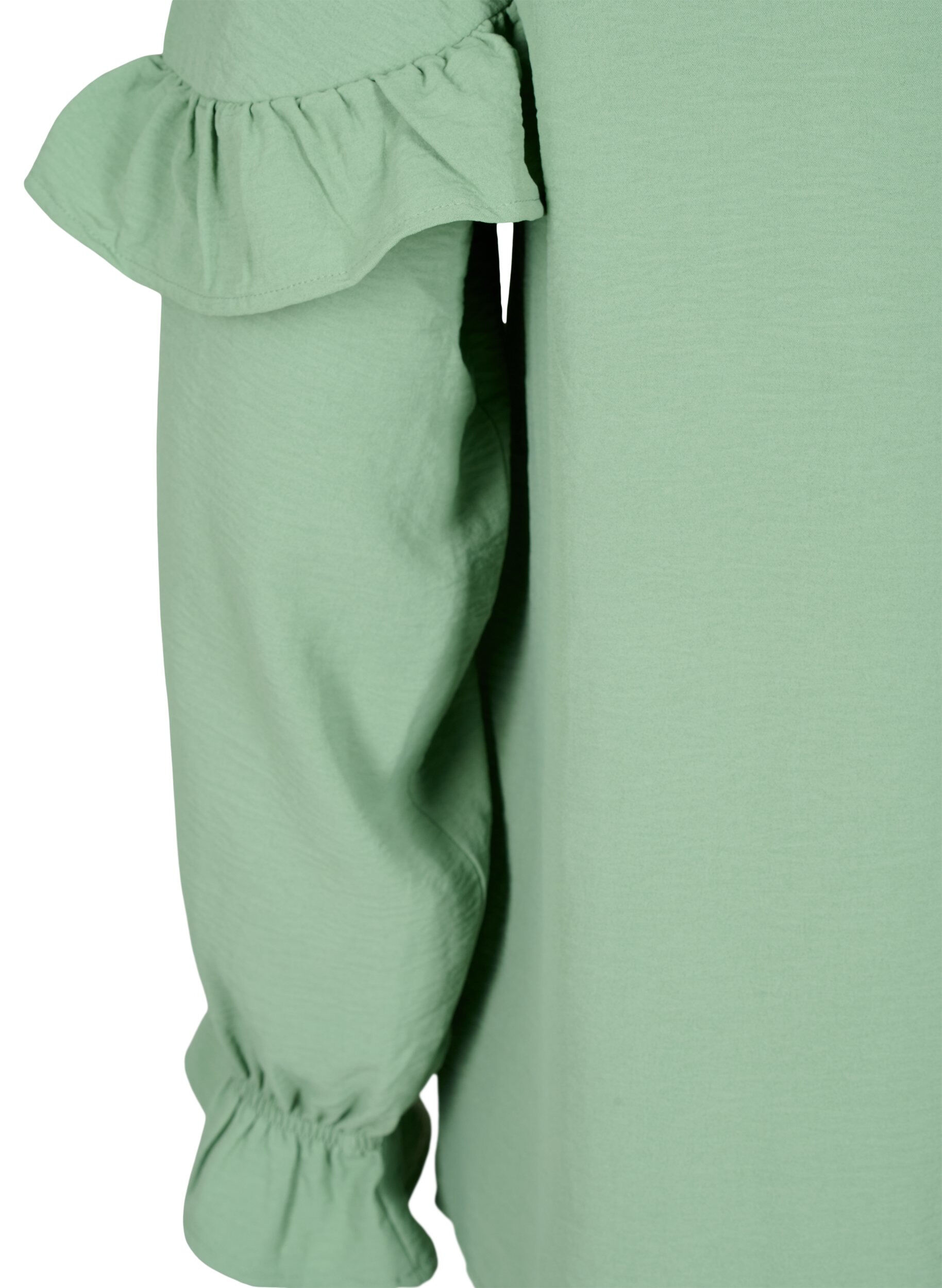 Zizzi Blouse met ruches en knopen, Green Bay, Packshot image number 3