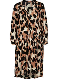Midi-jurk met luipaardprint, Black AOP