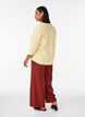 Wijde linnen en viscose broek, Rood, Model image number 1