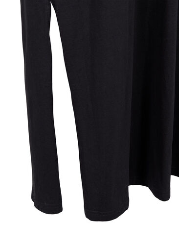 Katoenen midi-jurk met korte mouwen, Black Solid, Packshot image number 3