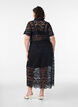 Kanten midirok met een elastische tailleband, Zwart, Model image number 1