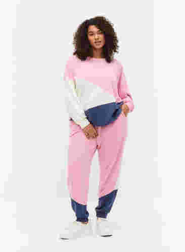 Sweatshirt met colour-block, C. Pink C. Blocking, Model image number 2