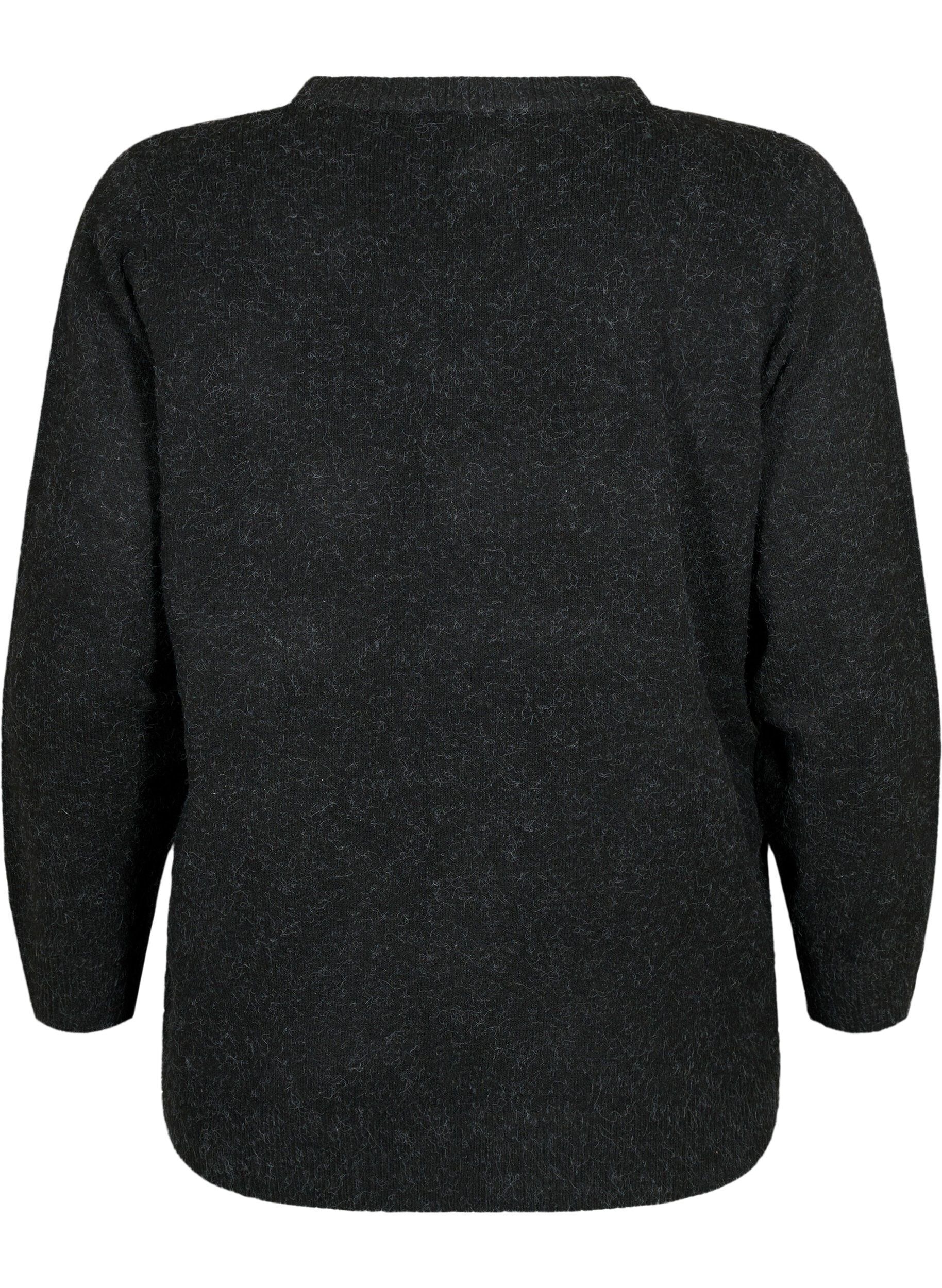 ZizziGemele&ecirc;rde trui met V-hals, Dark Grey Melange, Packshot image number 1