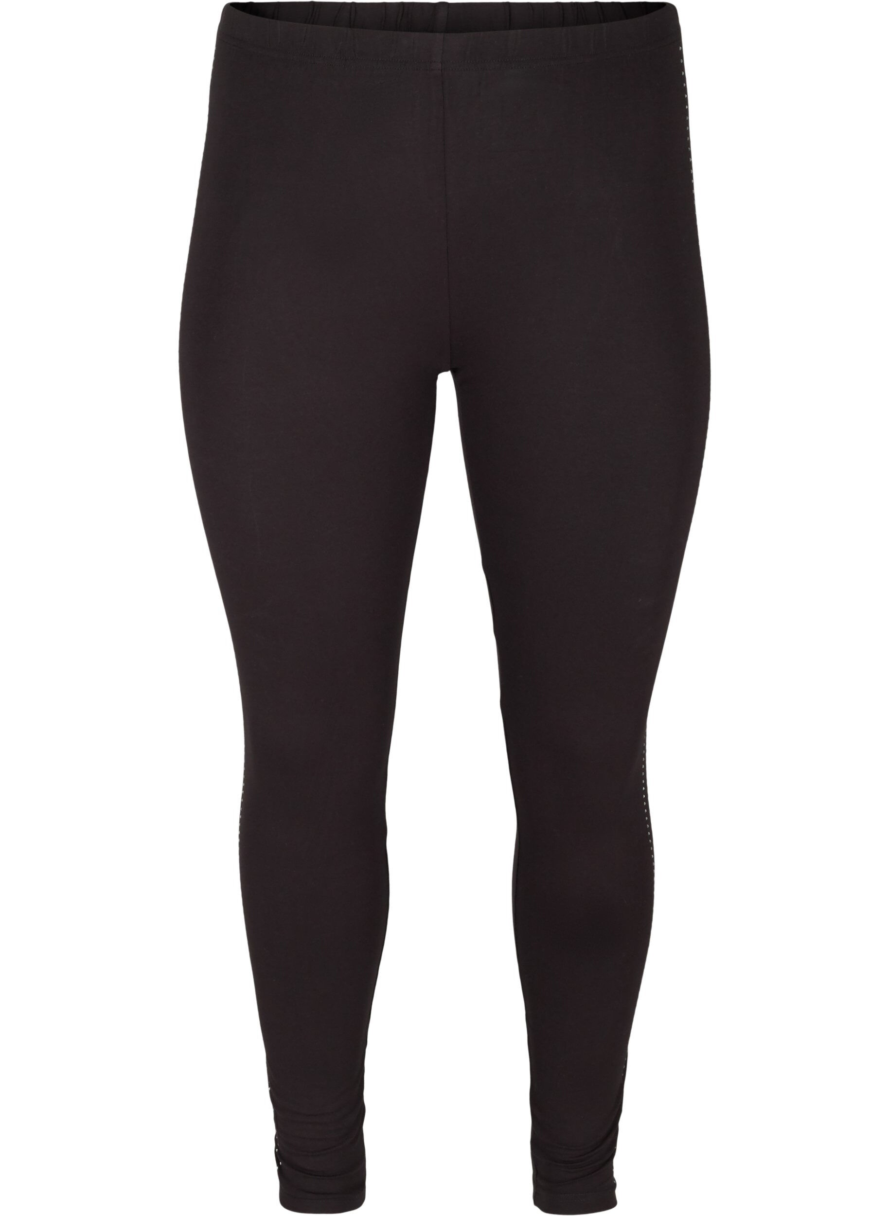 Zizzi Viscose legging met steentjes in de zijkant, Black, Packshot image number 0