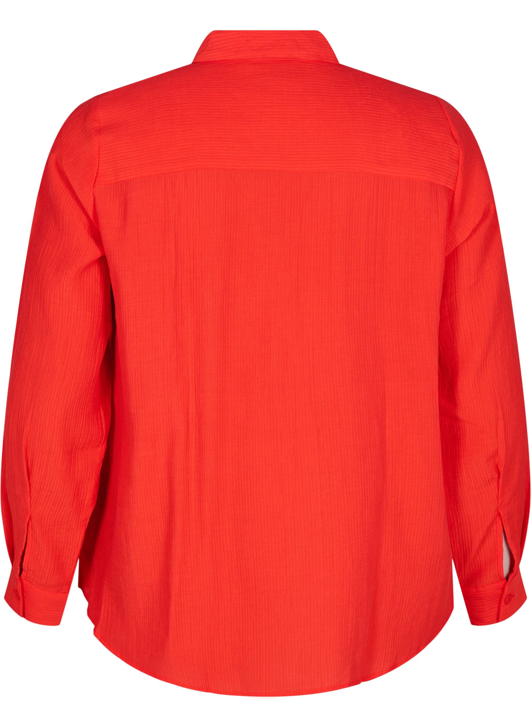 Zizzi Shirt met een gestreepte textuur, Rood, Packshot image number 1
