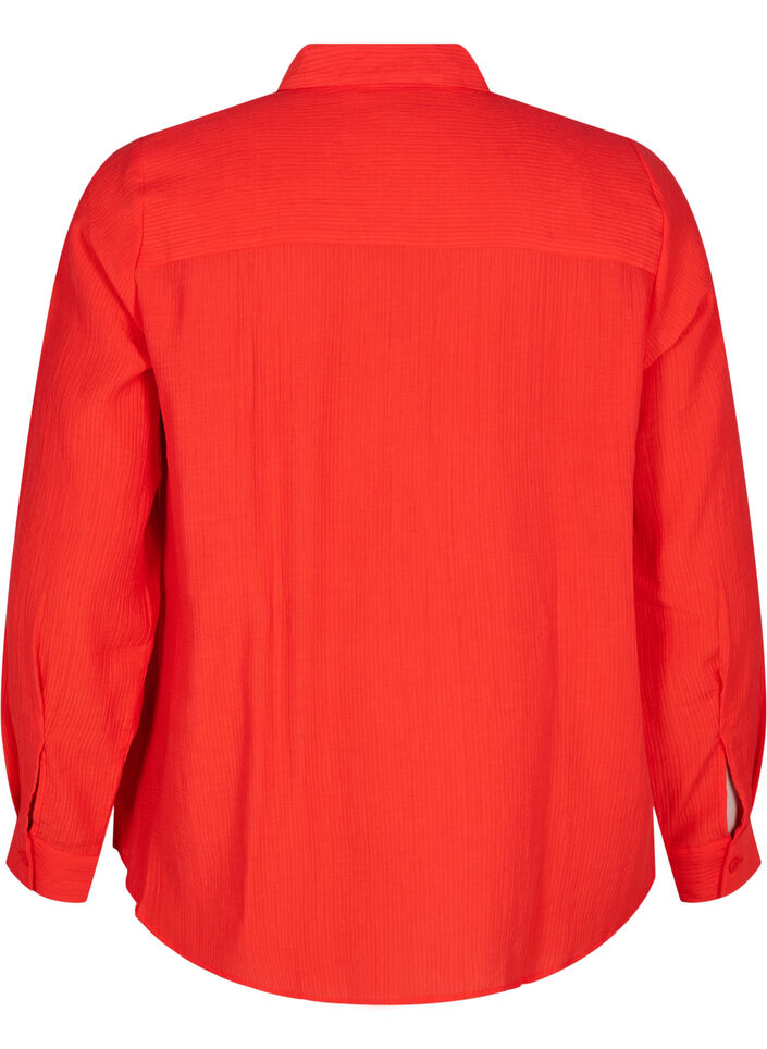 Shirt met een gestreepte textuur, Rood, Packshot image number 1