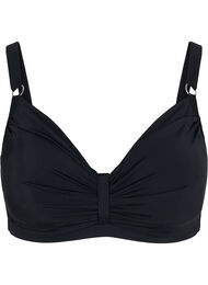 Bikini beugelbeha met plooien, Zwart