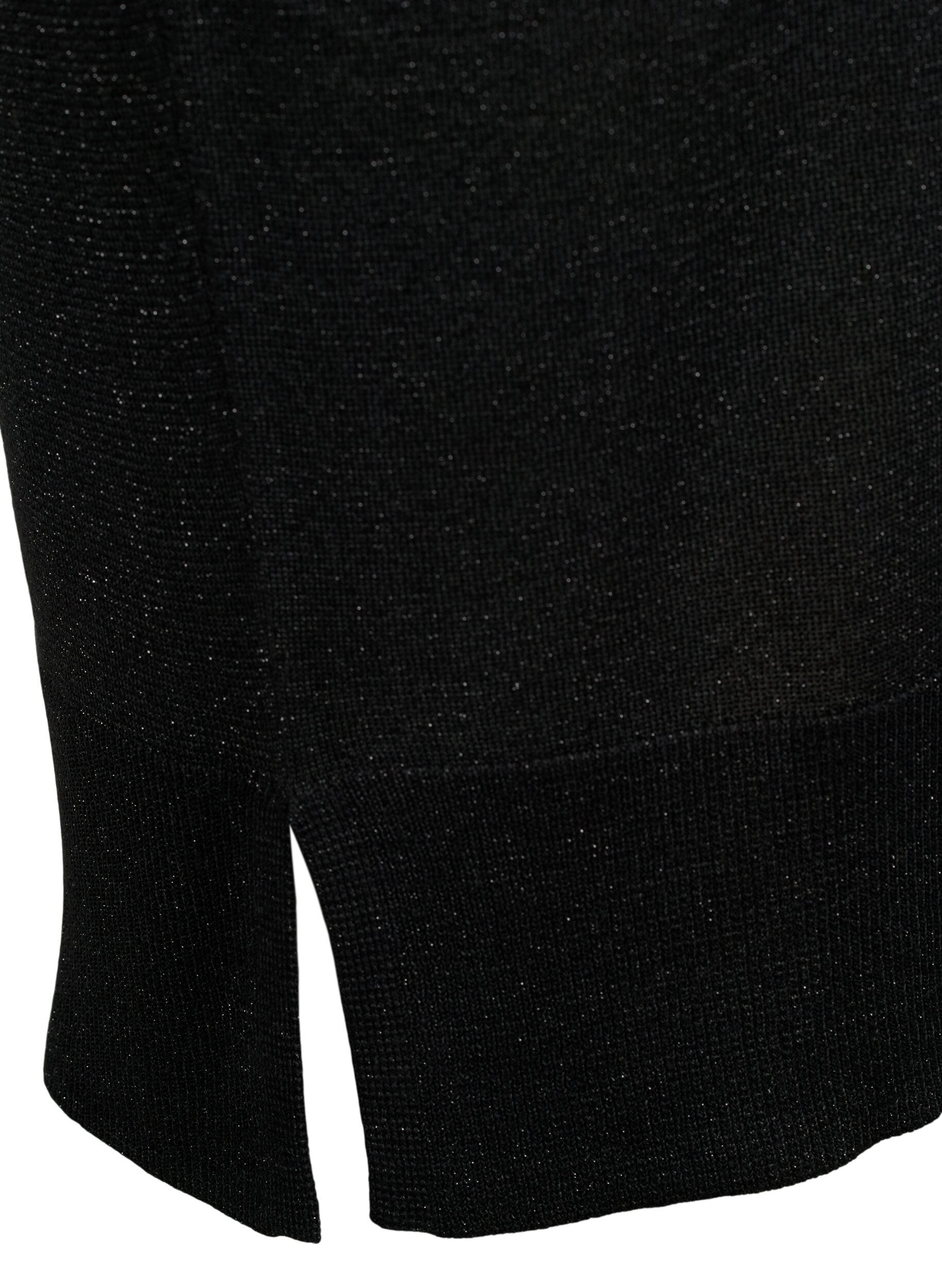 Zizzi Gebreide jurk van viscose met glitters en splitten, Black w. DTM Lurex, Packshot image number 4