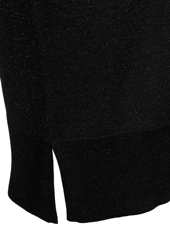 Gebreide jurk van viscose met glitters en splitten, Black w. DTM Lurex, Packshot image number 4