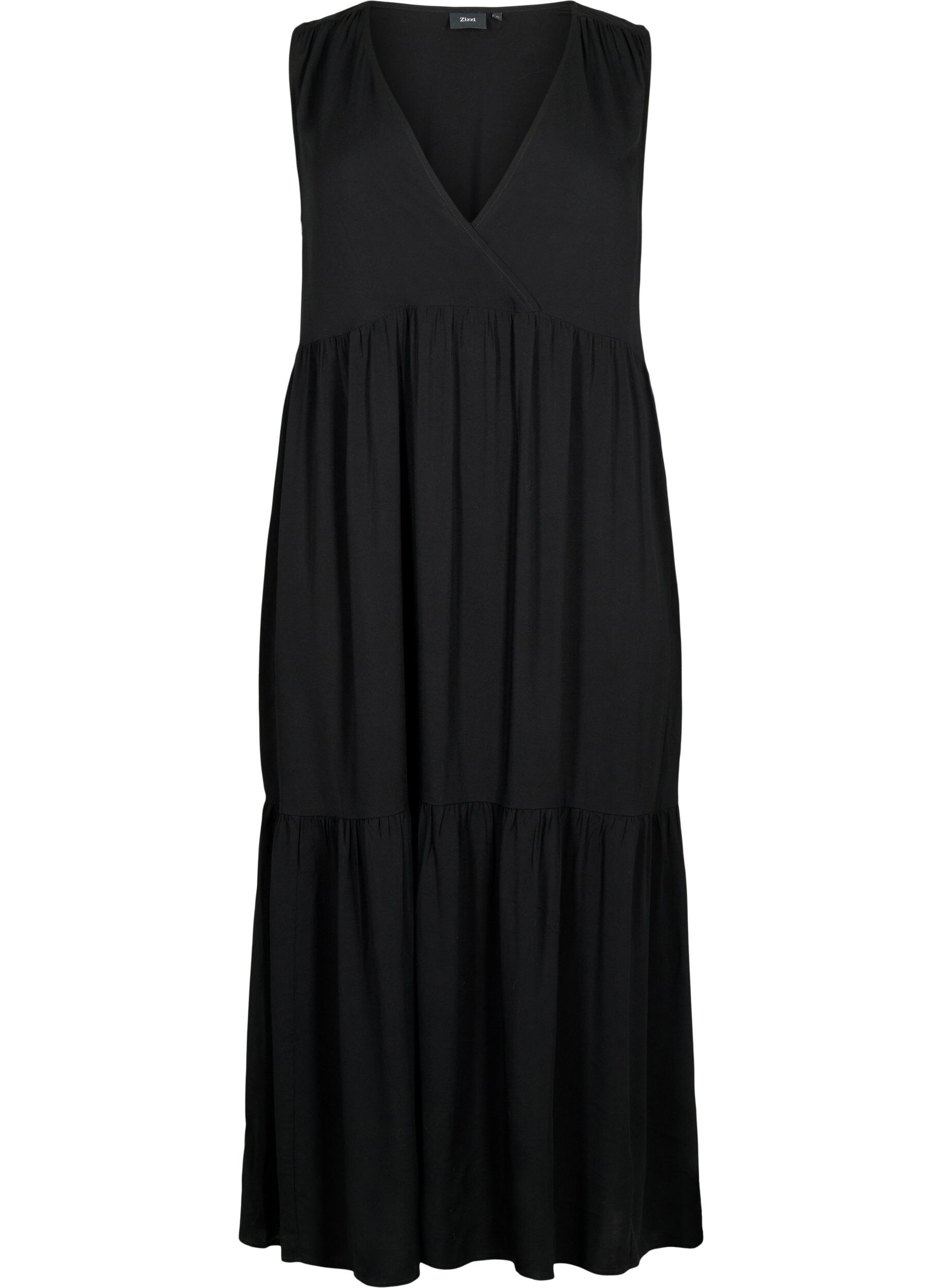Zizzi Mouwloze maxi-jurk van viscose, Black, Packshot image number 0