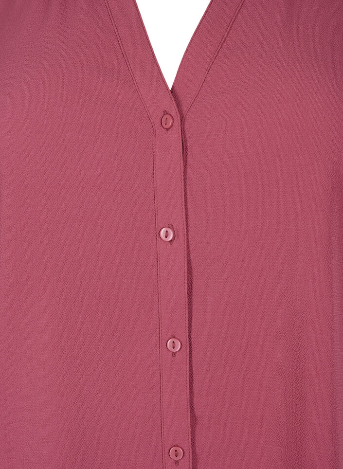 Overhemdblouse met 3/4-mouwen en een kraag met ruches, Dry Rose, Packshot image number 2