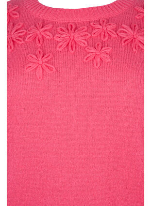 Gebreide trui met bloemendetail, Hot Pink, Packshot image number 2