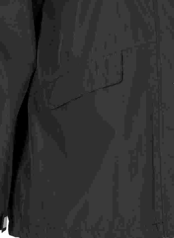 Sportief regenjack met capuchon en zakken, Black, Packshot image number 2