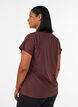 Losvallend trainings-T-shirt met V-hals, Bruin, Model image number 2